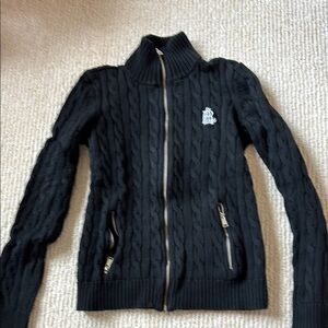 Polo Ralph Lauren cable knit zip cardigan in black